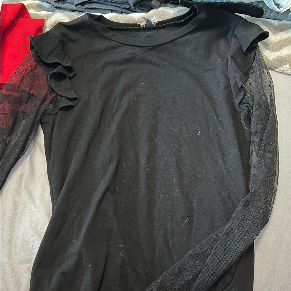 Elegant Black Ruffle Sleeve Top
